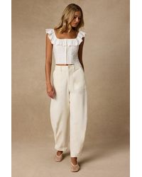 Lulus - Merritt Cream Twill Barrel Leg Pants - Lyst