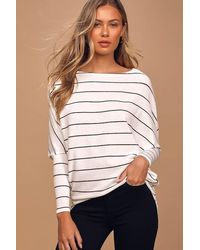 Lulus Basics - Verla And Striped Dolman Sleeve Sweater Top - Lyst