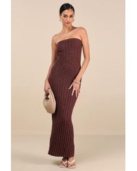 Rhythm - Koko Ribbed Knit Strapless Maxi Dress - Lyst