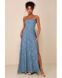Lulus - Garden Of Romance Floral Burnout Strapless Maxi Dress - Lyst