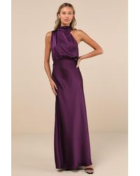 Lulus - Distinctive Charm Satin Asymmetrical Maxi Dress - Lyst