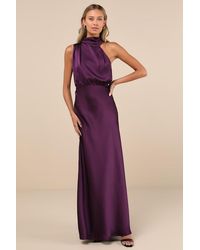 Lulus - Distinctive Charm Satin Asymmetrical Maxi Dress - Lyst