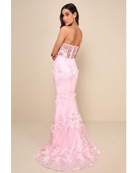 Lulus - Radiant Expectations Embroidered Floral Bustier Maxi Dress - Lyst