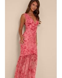 Lulus - Jamie Floral Mesh Sheer Hem Maxi Dress - Lyst