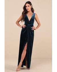 Lulus - Beautiful Evenings Dark Velvet Twist-Front Maxi Dress - Lyst