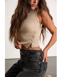 Lulus - Michayla Ribbed Knit Side-Button Tank Top - Lyst