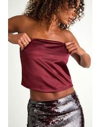 Lulus - Devine Satin Strapless Crop Top - Lyst