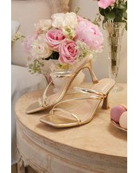Lulus - Vian Metallic Strappy High Heel Slide Sandals - Lyst
