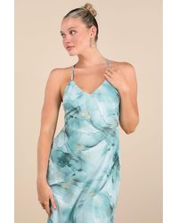 Lulus - Bright Charm Abstract Print Chiffon Slip Midi Dress - Lyst