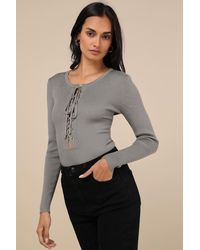 Lulus - Intriguing Favorite Lace-Up Sweater Top - Lyst