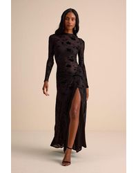Lulus - Charlize Sheer Mesh Velvet Burnout Maxi Dress - Lyst