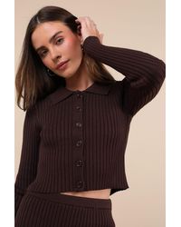 Lulus - Too Perfect Dark Collared Two-Piece Sweater Mini Dress - Lyst