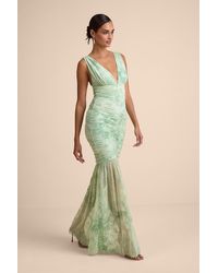 Lulus - Jamie Floral Mesh Sheer Hem Maxi Dress - Lyst