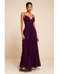 Lulus - Corella Plum Pleated Backless Maxi Dress - Lyst