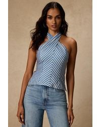 Lulus - Simonetta Striped Cross-Front Halter Tank Top - Lyst