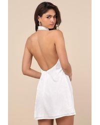 Lulus - Simply A Stunner Jacquard Cowl Backless Mini Dress - Lyst