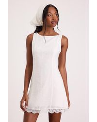 Lulus - Avryll Lace Boat Neck Mini Dress And Scarf Set - Lyst