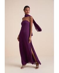 Lulus - Rawya Strapless Maxi Dress And Scarf Set - Lyst