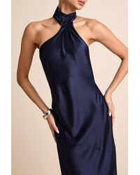 Lulus - Madalena Satin Cowl Back Maxi Dress - Lyst