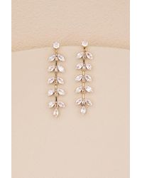 Lulus - Weylin Rhinestone Leaf Drop Earrings - Lyst
