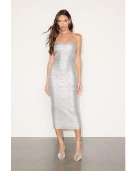 Lulus - Eveline Bandage Strapless Bodycon Midi Dress - Lyst