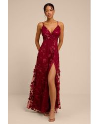 Lulus - Rare Presence 3D Floral Surplice Maxi Dress - Lyst