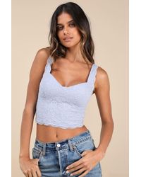 Lulus - Flirtatious Attitude Ivory Lace Bustier Cami Crop Top - Lyst