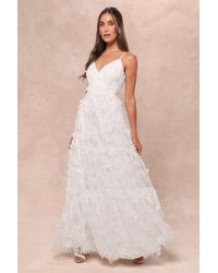 Lulus - Adoringly Yours Tiered 3D Floral Maxi Dress - Lyst