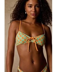 Lulus - Summer Mentality Print Tie-Front Bikini Top - Lyst