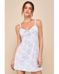 Lulus - Effortless Personality Floral Embroidered Mini Dress - Lyst
