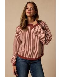 Lulus - Rainier Rust Striped Sweater - Lyst