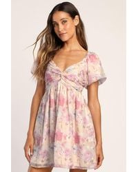 Lulus - Fresh Florals Cream Floral Print Puff Sleeve Mini Dress - Lyst