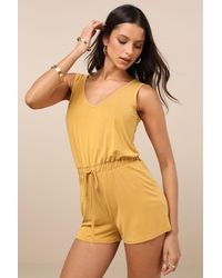 Lulus - Sun Charmer Sleeveless V-Neck Lounge Romper - Lyst