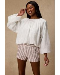 Lulus - Ambrea Multi Striped Linen High-Rise Shorts - Lyst