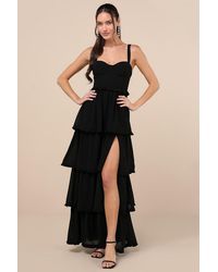 Lulus - Sophisticated Occasion Bustier Lace-Up Maxi Dress - Lyst