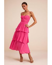 Lulus - Cascading Crush Tiered Midi Dress - Lyst