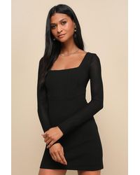 Lulus - Flirty Delight Long Sleeve Bustier Mini Dress - Lyst