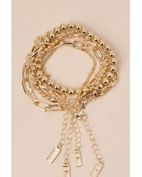 Lulus - Glittering Impulse Five-Piece Chain Bracelet Set - Lyst