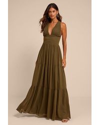 Lulus - Leora Pleated Tiered Maxi Dress - Lyst