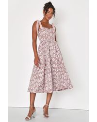 Lulus - Bubbly Bliss Jacquard Bustier Tie-Strap Midi Dress - Lyst