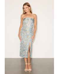 Lulus - Kinara Floral Jacquard Strapless Midi Dress - Lyst