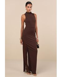 Lulus - Alluring Influence Dark Mock Neck Sleeveless Maxi Dress - Lyst