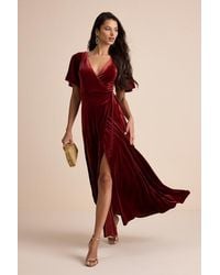 Lulus - Defining Elegance Velour Short Sleeve Wrap Maxi Dress - Lyst