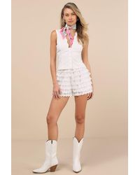 Lulus - Raphaela Eyelet Embroidered Bloomer Shorts - Lyst