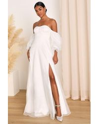Lulus - True Excellence Bustier Off-The-Shoulder Gown - Lyst