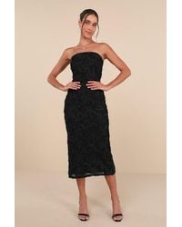 Lulus - Flawless Perfection Floral Applique Strapless Midi Dress - Lyst