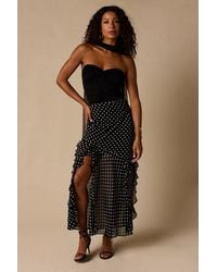 Lulus - Alicia Polka Dot Ruffled Maxi Skirt - Lyst