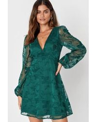 Lulus - Angelic Bliss Embroidered Puff Sleeve Mini Dress - Lyst