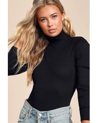 Lulus Basics - Wilde Ribbed Long Sleeve Mock Neck Bodysuit - Lyst