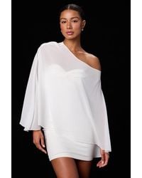 Lulus - Maverly Ponte Knit Cape Sleeve Mini Dress - Lyst
